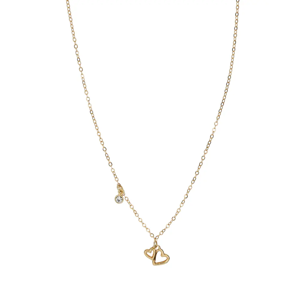 9072 Collar Doble Corazón C/Cristal