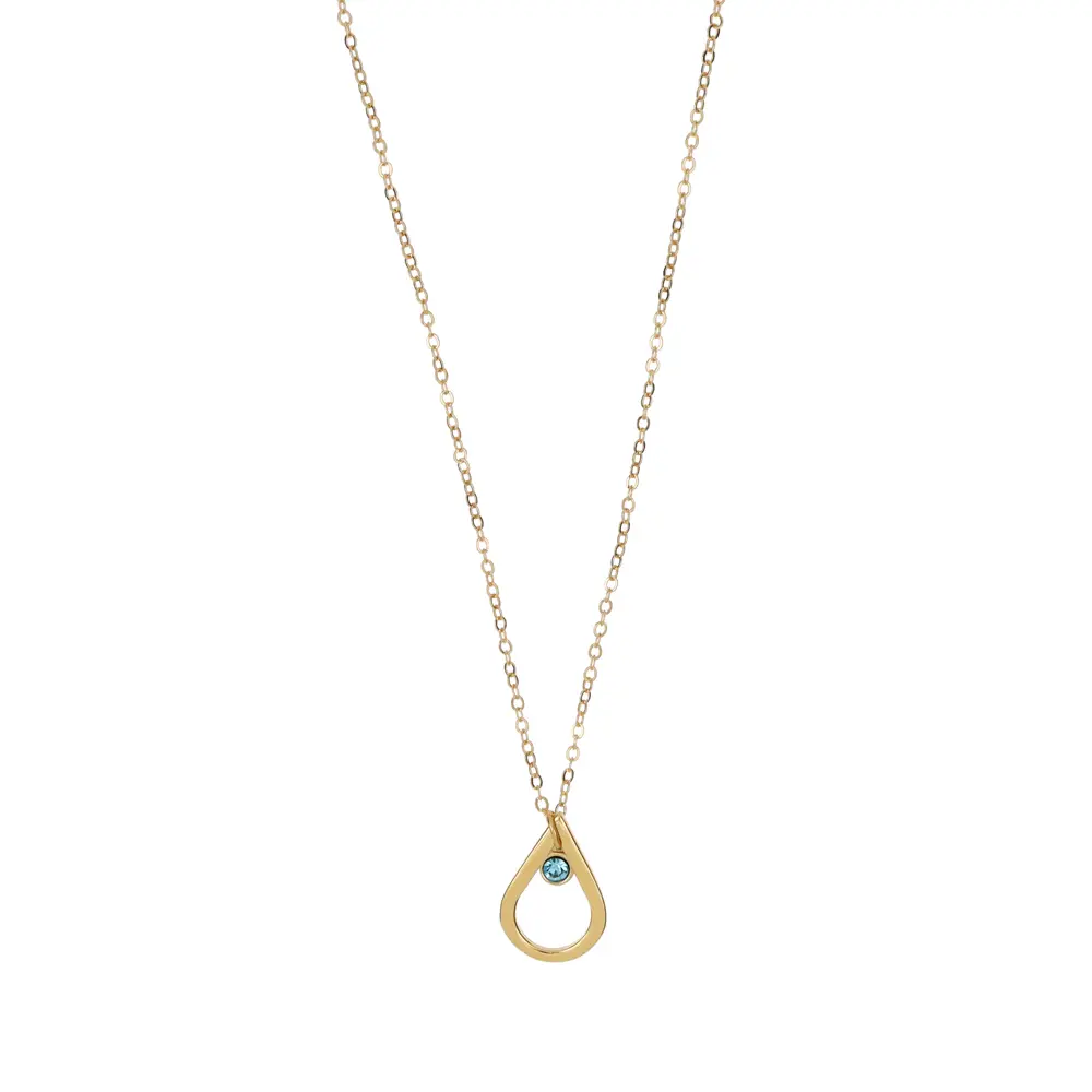 9073 Collar Gota C/Cristal Azul