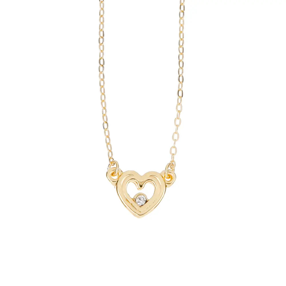 9095 Collar Corazón Doble C/Cristal 45 Cm