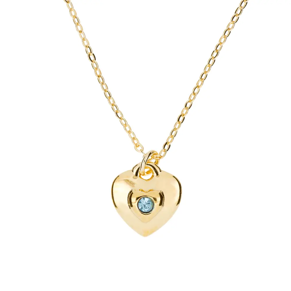 9101 Collar Corazón Doble C/Cristal Azul 45 Cm