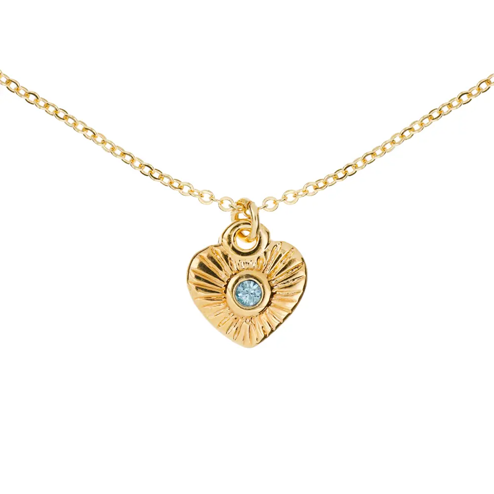 9103 Collar Corazón Rayas C/Cristal Azul 45 Cm