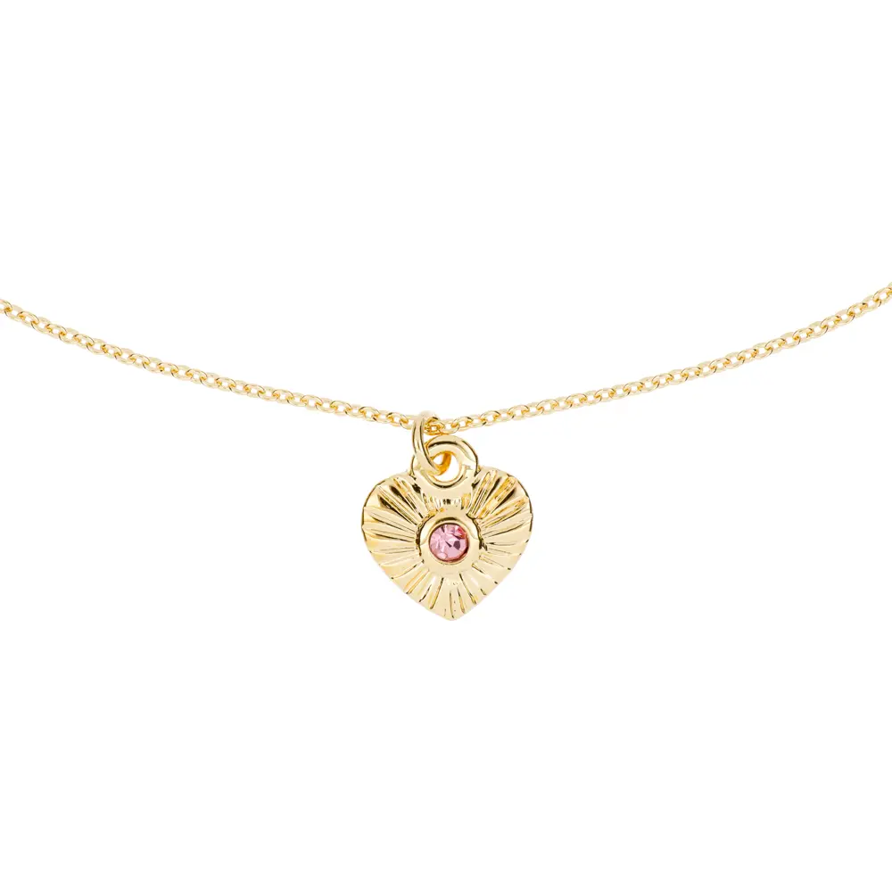 9104 Collar Corazón Rayas C/Cristal Rosa 45 Cm