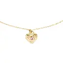 9104 Collar Corazón Rayas C/Cristal Rosa 45 Cm