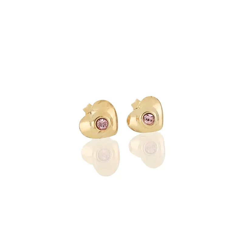 3982ROS Broquel Corazones C/Cristal Rosa