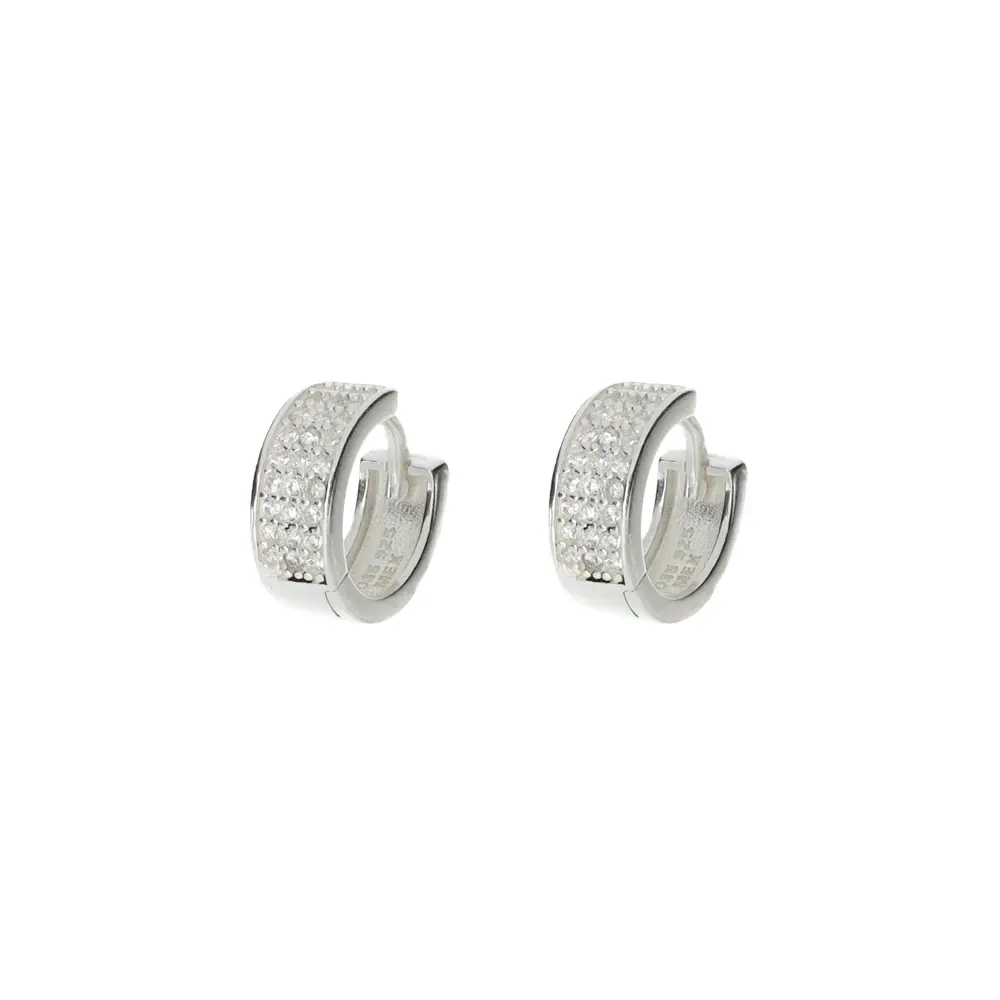 P1001 Huggie 27 Zirconias 1 Cm Plata.925