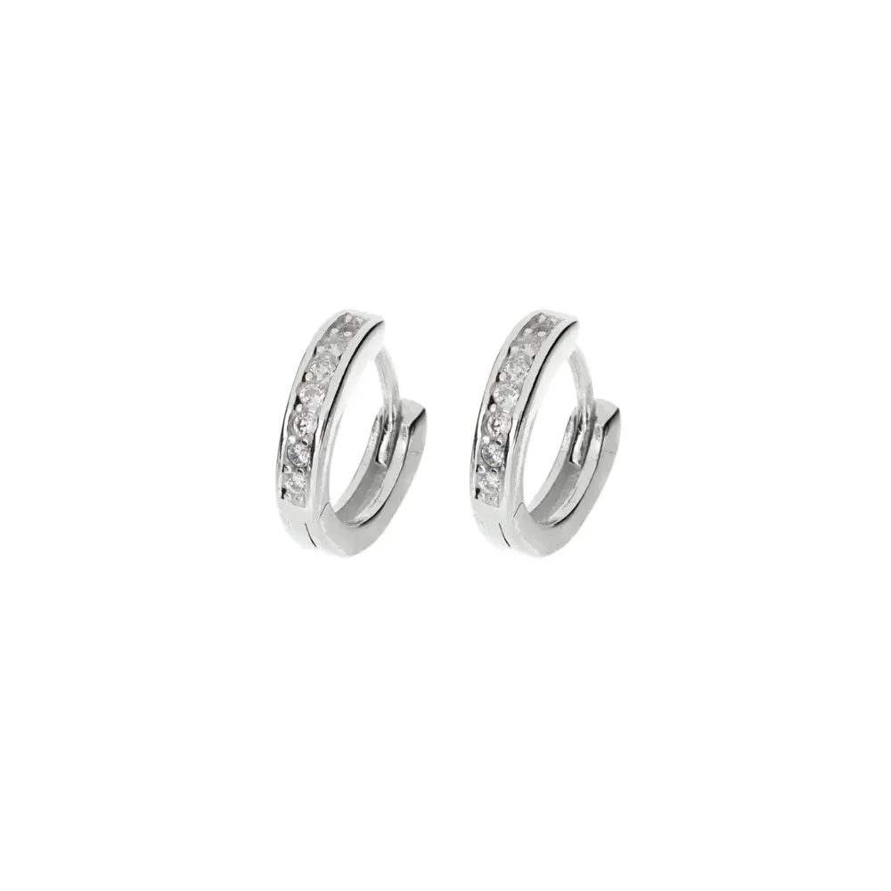 P1009 Huggie 7 Zirconias .90 Cm Plata .925