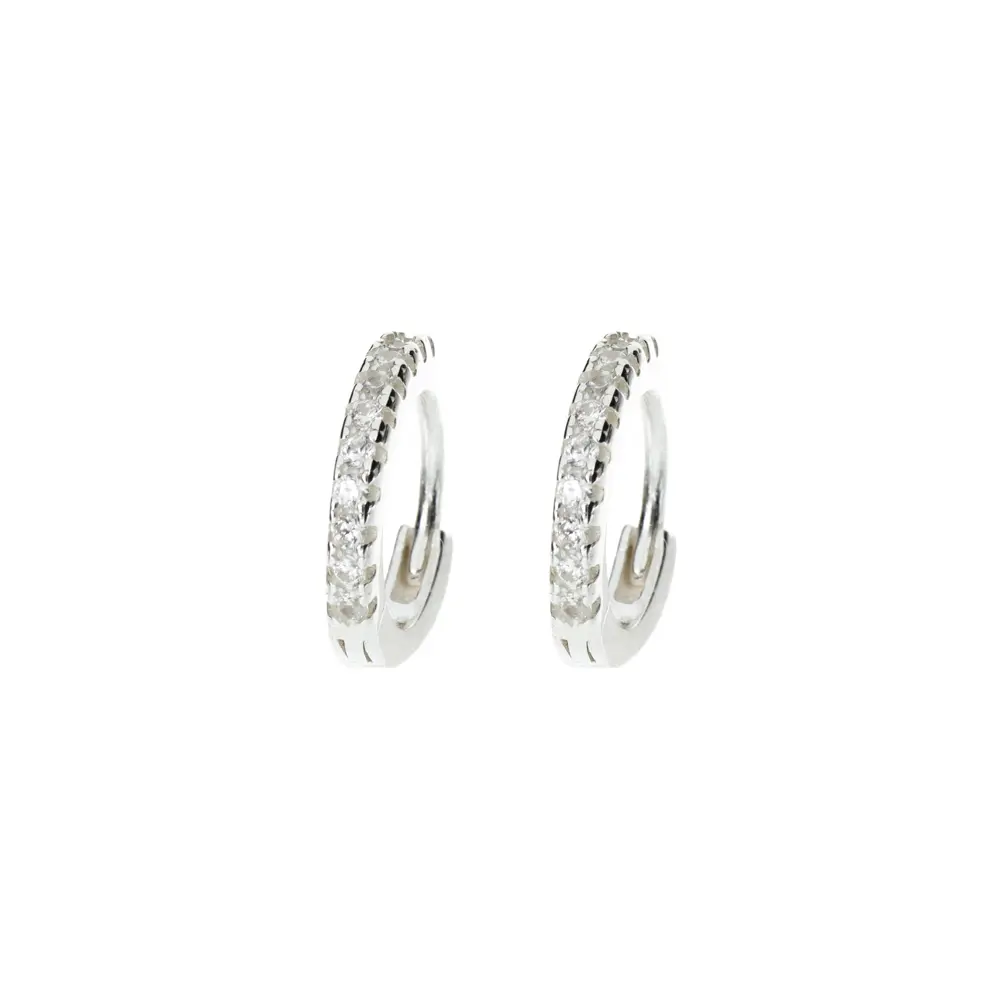P1011 Huggie 10 Zirconias 1.1 Cm Plata .925
