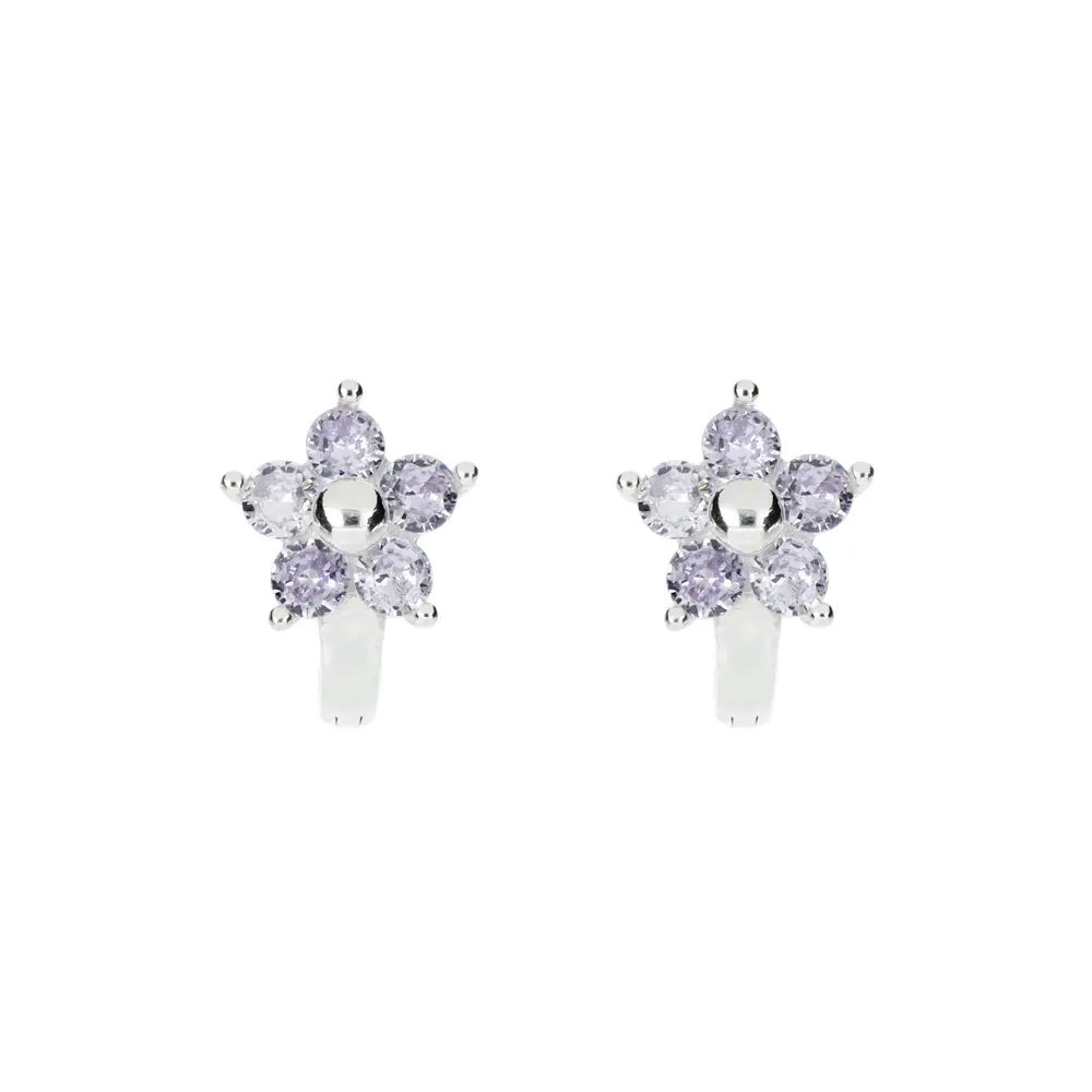 P1012L Huggie Flor Lila Plata .925