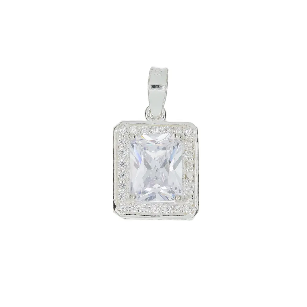 P2001 Dije Cristal Blanco Con Zirconias Plata .925
