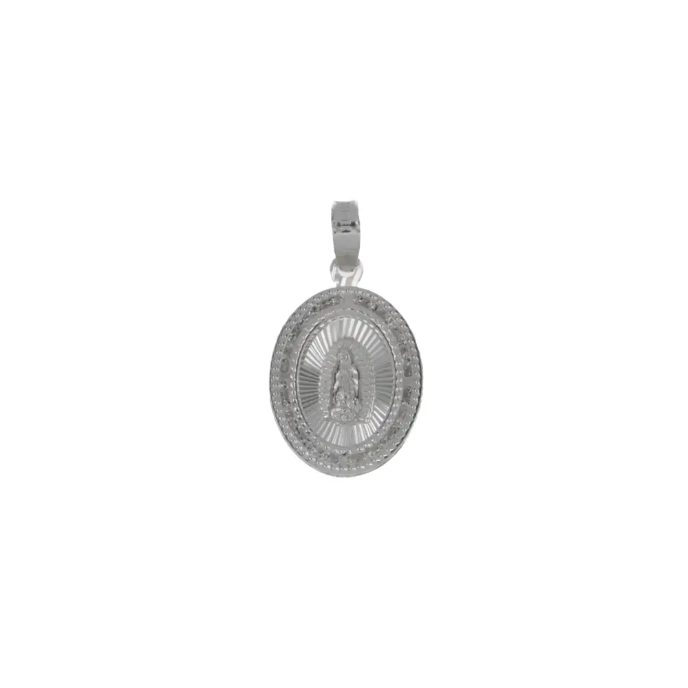 P2002 Medalla Virgen De Guadalupe C/Zirconias Ovalada Plata .925