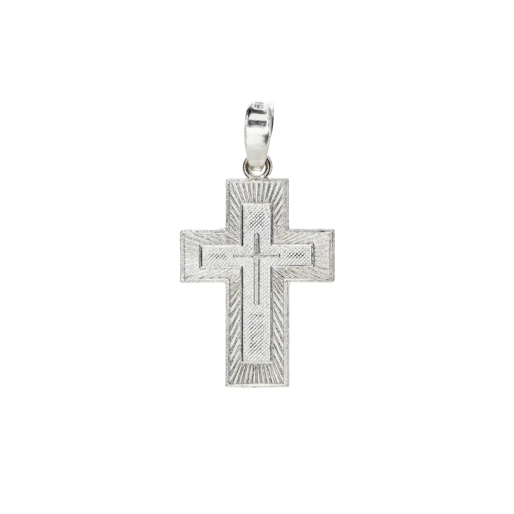 P2012 Dije Cruz Con Padre Nuestro Plata .925