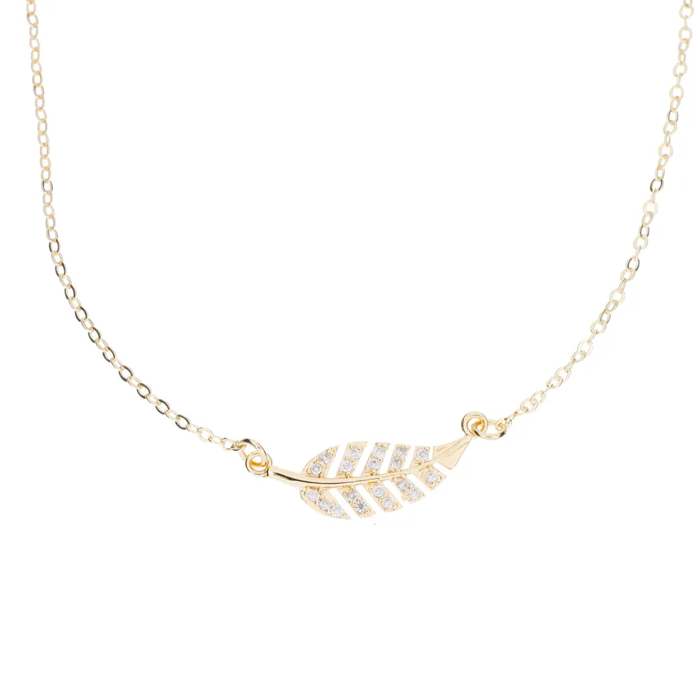 [913714] 913714 Collar Hoja C/Zirconia 14K