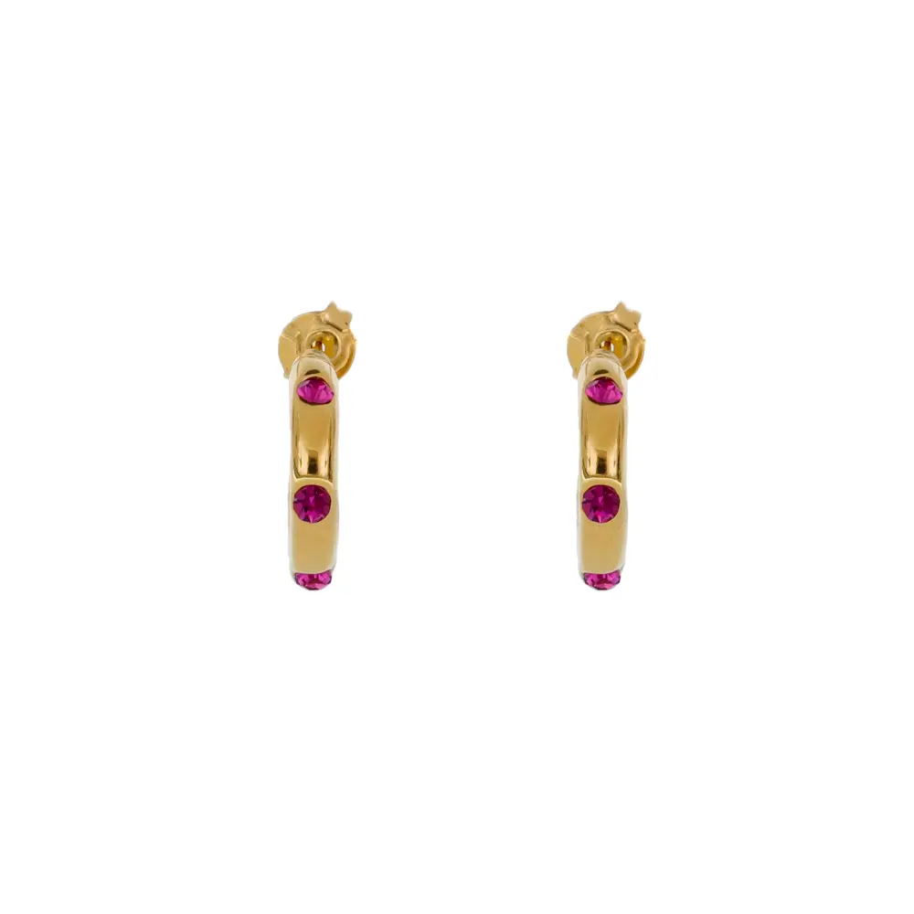 3134F Arracada Tres Cristales Fucsia