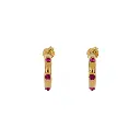 3134F Arracada Tres Cristales Fucsia