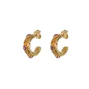 3139ROS Arracada Triple C/Cristal Rosa