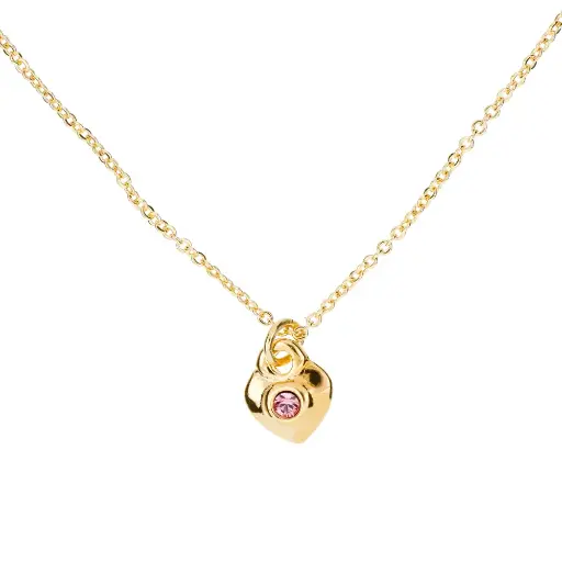 [9100] 9100 Collar Corazón Chico C/Cristal Rosa 45 Cm