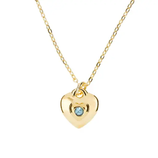 [9101] 9101 Collar Corazón Doble C/Cristal Azul 45 Cm