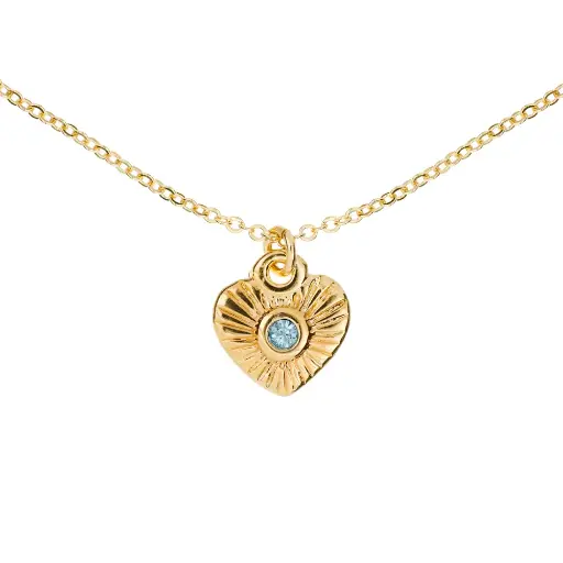 [9103] 9103 Collar Corazón Rayas C/Cristal Azul 45 Cm