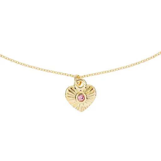 [9104] 9104 Collar Corazón Rayas C/Cristal Rosa 45 Cm