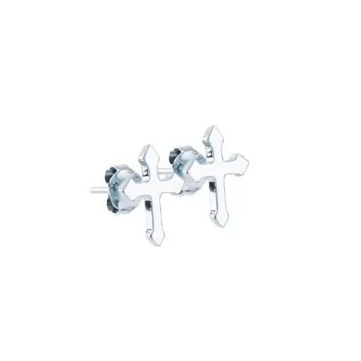 [3896R] 3896R Broquel Cruz en Rodio 3 Pares