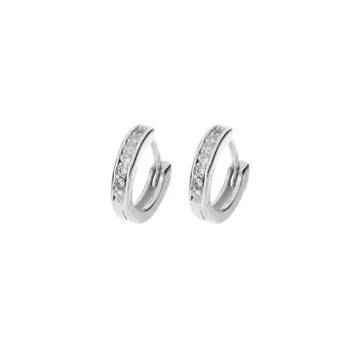 [P1009] P1009 Huggie 7 Zirconias .90 Cm Plata .925