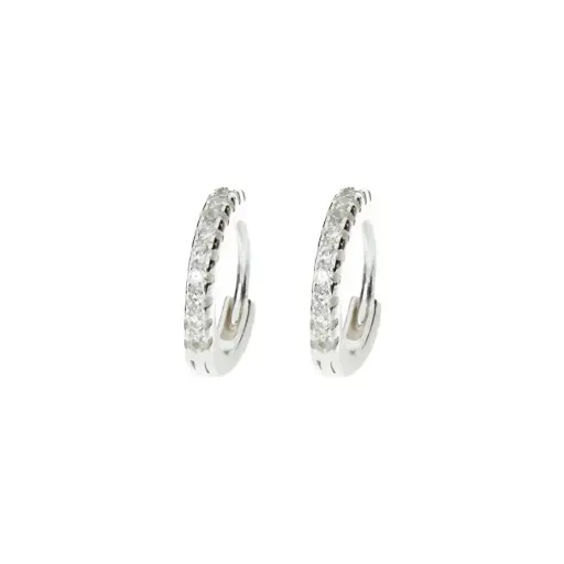 [P1011] P1011 Huggie 10 Zirconias 1.1 Cm Plata .925
