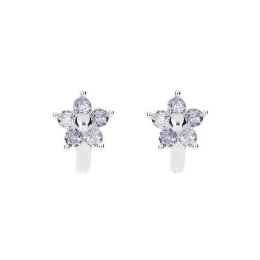[P1012L] P1012L Huggie Flor Lila Plata .925