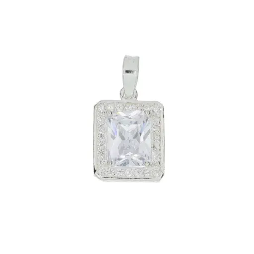 [P2001] P2001 Dije Cristal Blanco Con Zirconias Plata .925