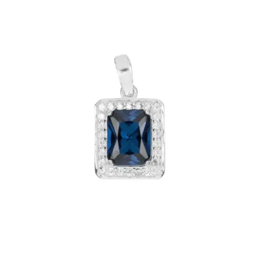 [P2001A] P2001A Dije Cristal Azul Con Zirconias Plata .925