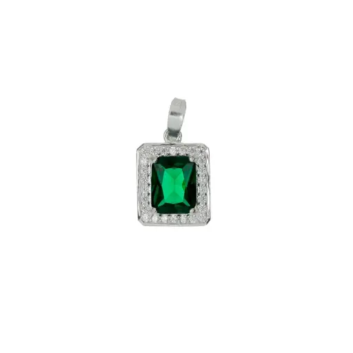 [P2001V] P2001V Dije Cristal Verde Con Zirconias Plata .925