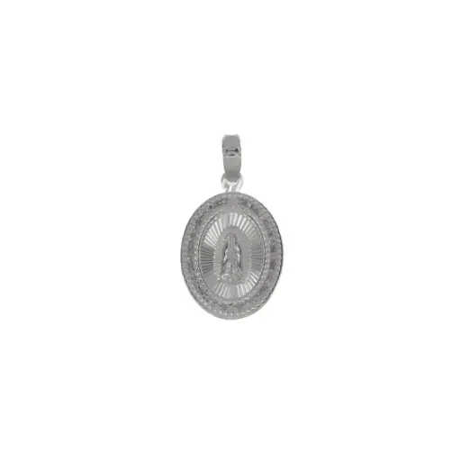 [P2002] P2002 Medalla Virgen De Guadalupe C/Zirconias Ovalada Plata .925
