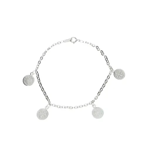 [P3001] P3001 Pulsera 4 San Benitos Plata .925