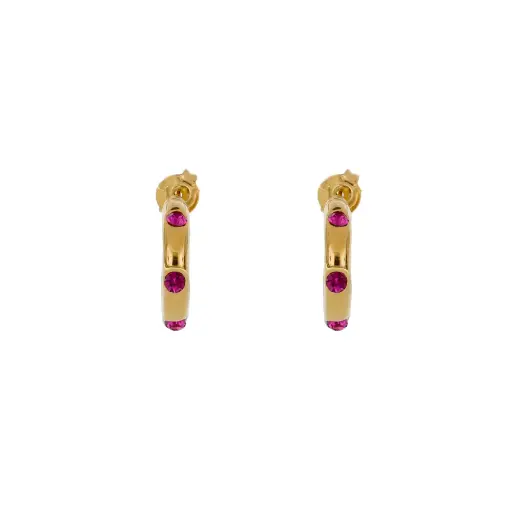 [3134F] 3134F Arracada Tres Cristales Fucsia