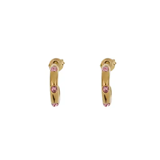 [3134ROS] 3134ROS Arracada Tres Cristales Rosa