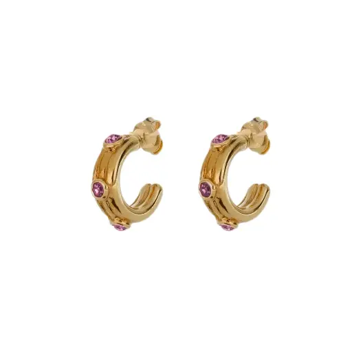 [3139ROS] 3139ROS Arracada Triple C/Cristal Rosa